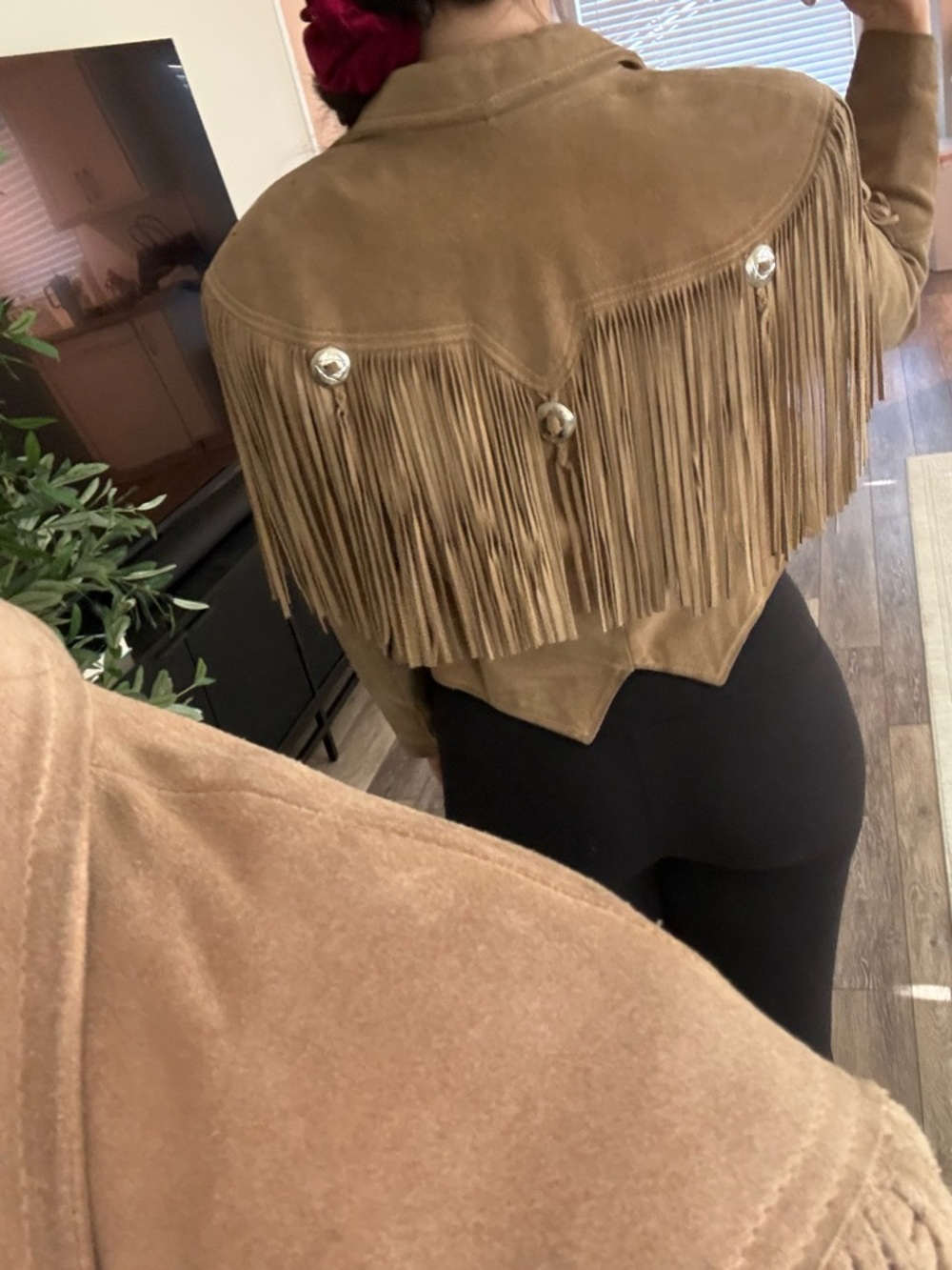 🤎VINTAGE Pioneer Wear Tan Genuine Suede Fringe Jacket - size 10🤎